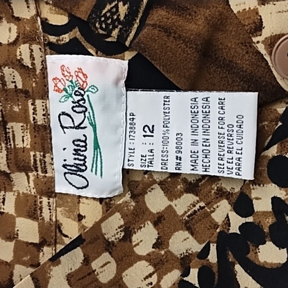 Olivia Rose 12 Button Down Print Shirt Dress Mandarin Collar Keyhole Border EUC - Picture 7 of 9